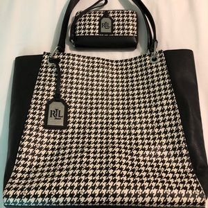 Ralph Lauren Black & White Tote/Purse W/ Wallet